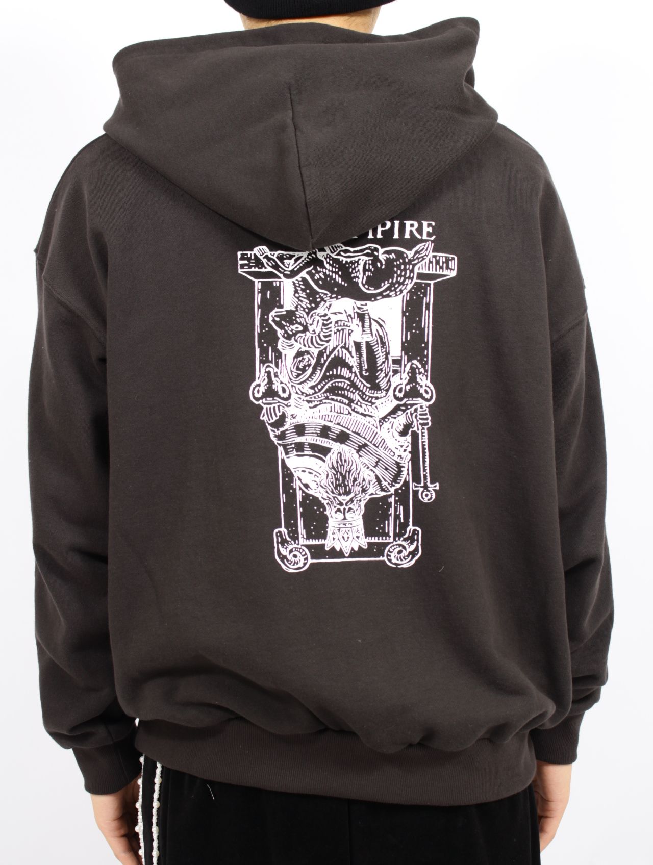 【25SS】コットン フーディ スウェット パーカー / COTTON HOODED SWEATER 'EMPIRE / ブラック