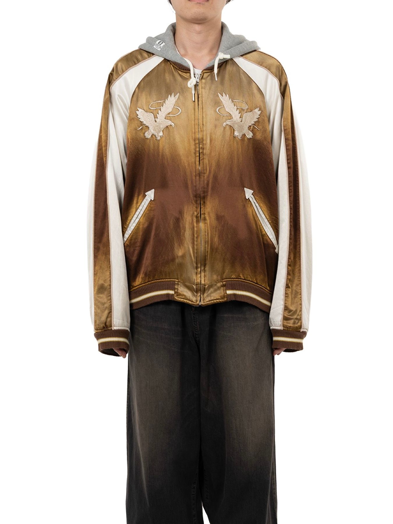 【25AW】リバーシブル フーディー レイヤード スーベニア ジャケット / SOUVENIR JACKET / ブラウン