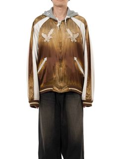 【25AW】リバーシブル フーディー レイヤード スーベニア ジャケット / SOUVENIR JACKET / ブラウン