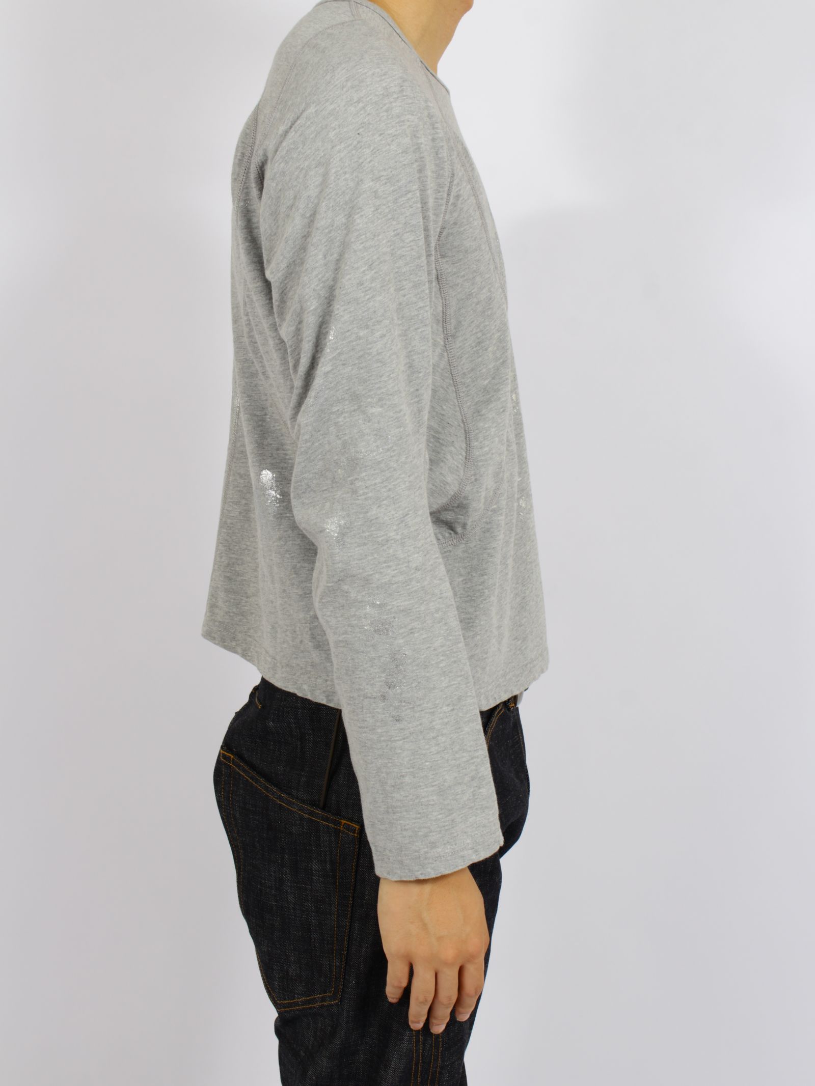 【26AW】フォイル プリント スプラッター ロング スリーブ Tシャツ 銀箔 長袖 カットソー / FOIL PAINT SPLATTER LONG SLEEVE T-SHIRT / HEATHER GRAY(グレー)