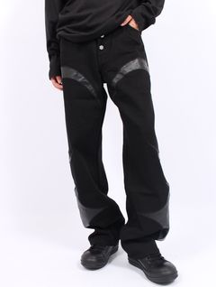 【25AW】TC レザー ウォッシング デニム パンツ / TC WASHING DENIM PANTS / オールブラック