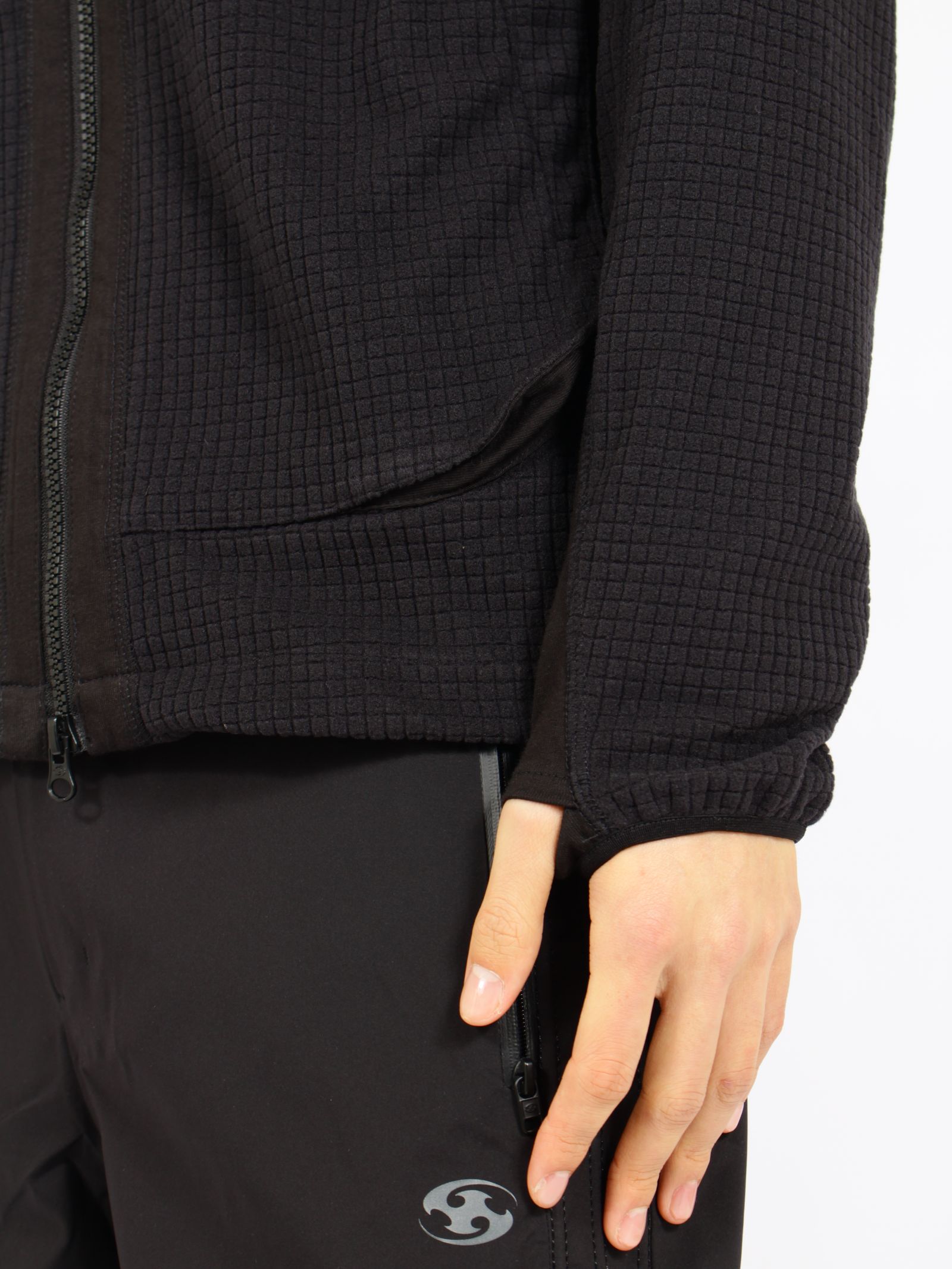 【26AW】グリッド フーディ ジップ アップ / GRID HOODIE ZIP-UP / ブラック
