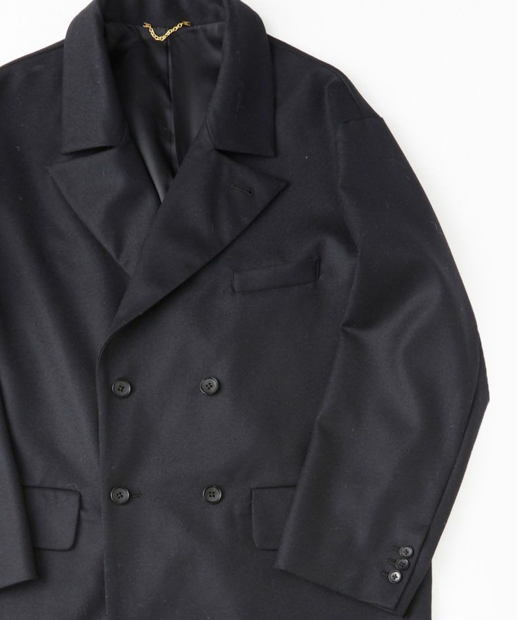 ワイドシルエット ダブルチェスターコート W COAT "w.c" / ブラック