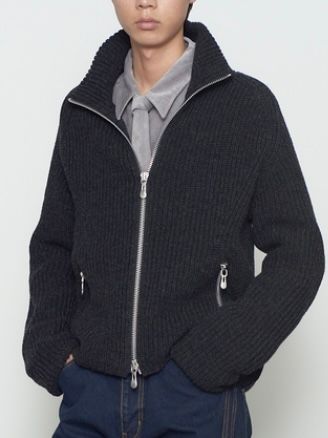 【26AW】ドライバーズ ジップ アップ セーター / DRIVERS ZIP UP SWEATER / BLACK MELANGE(ブラック)