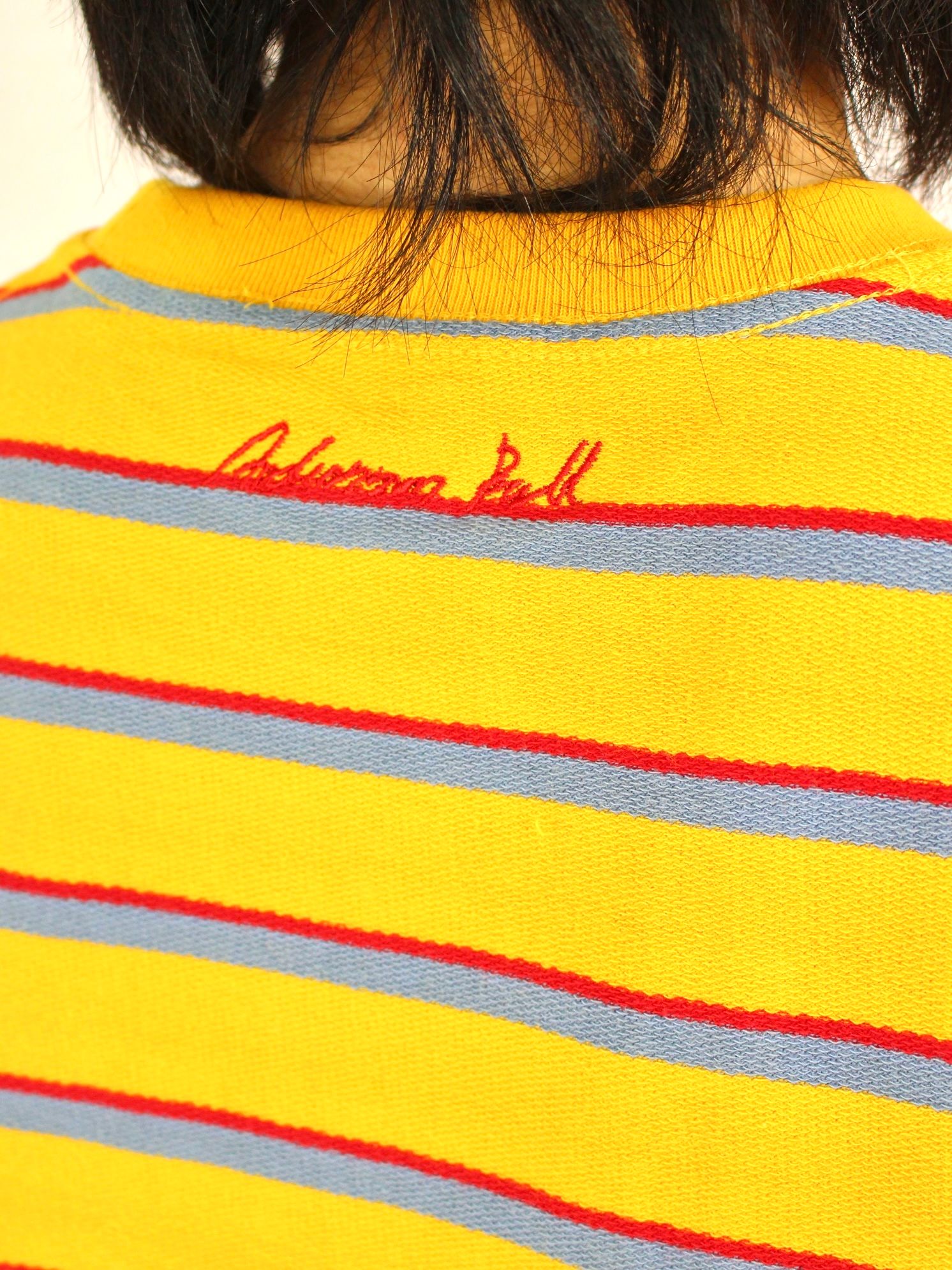 【22SS】アンダースンベル ロゴ刺繡 ボーダーTシャツ / UNISEX ANDERSSON BELL LOGO STRIPE T-SHIRT /  イエロー × ブルー - M - イエロー