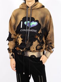 【26AW】ヒドゥン コンサバティブ フーディー ダメージ加工 2重 パーカー /  HIDDEN CONSERVATIVE HOODIE / ブラック