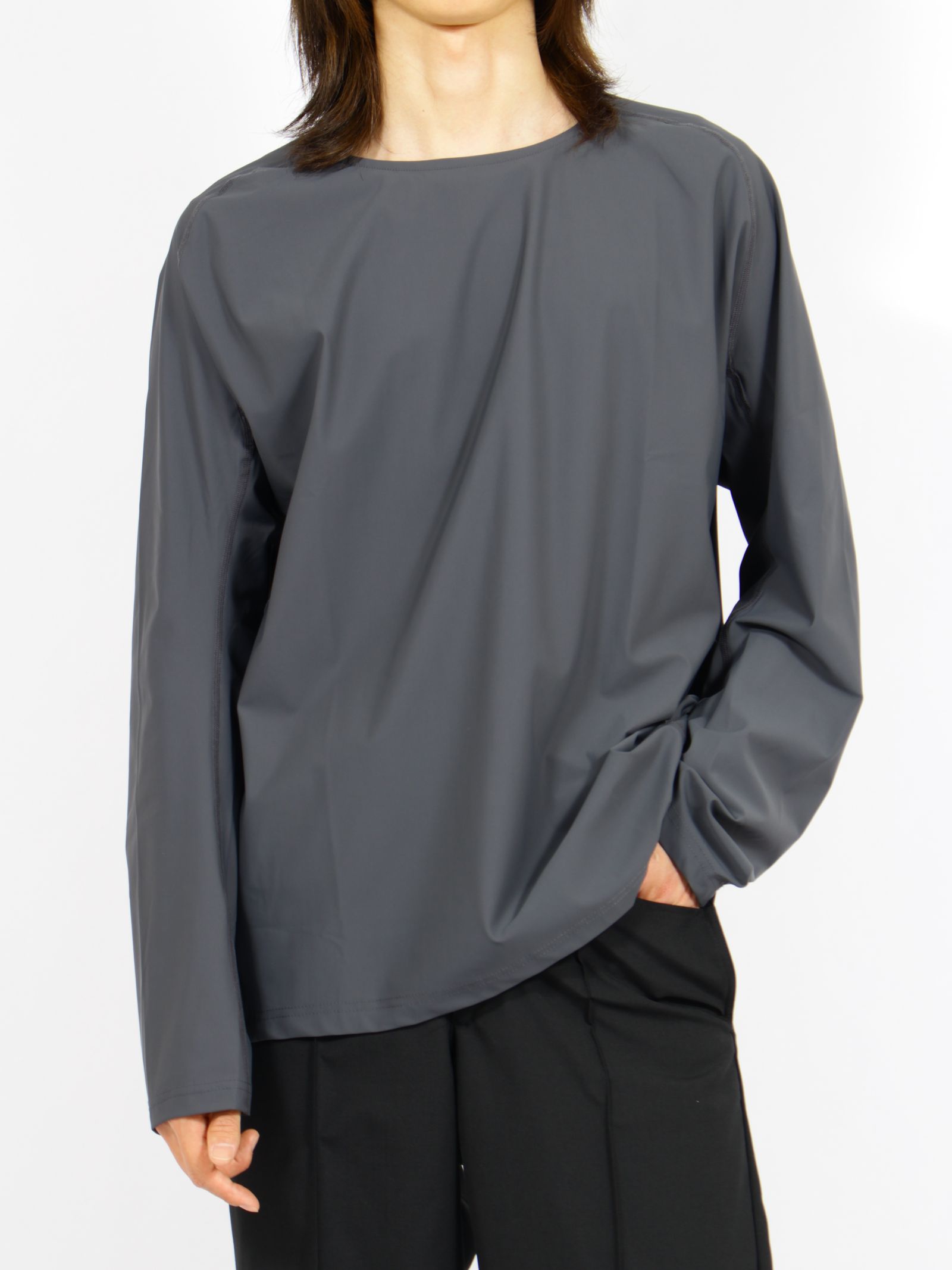 【26SS】ナイロン ロングスリーブ Tシャツ / LONG SLEEVE T-SHIRTS NYLON / ダークグレー