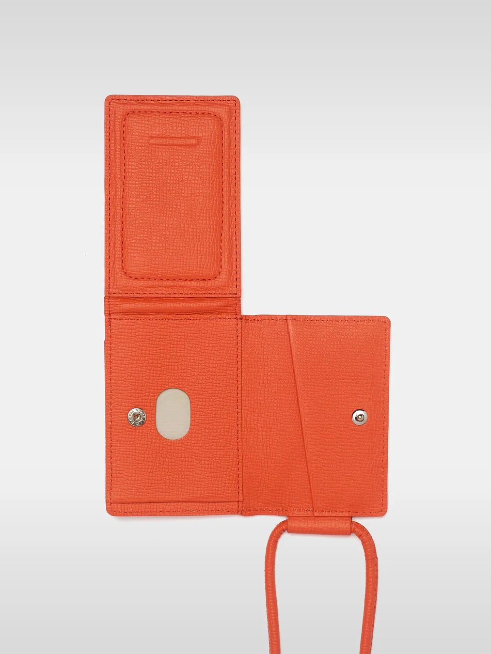 レザーストラップ付アイフォンアクセサリー ウォレット / STRAPPED ACCESSORY WALLET / キャロットオレンジ