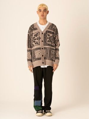 バンダナ柄 カーディガン / BANDANA CARDIGAN / グレー