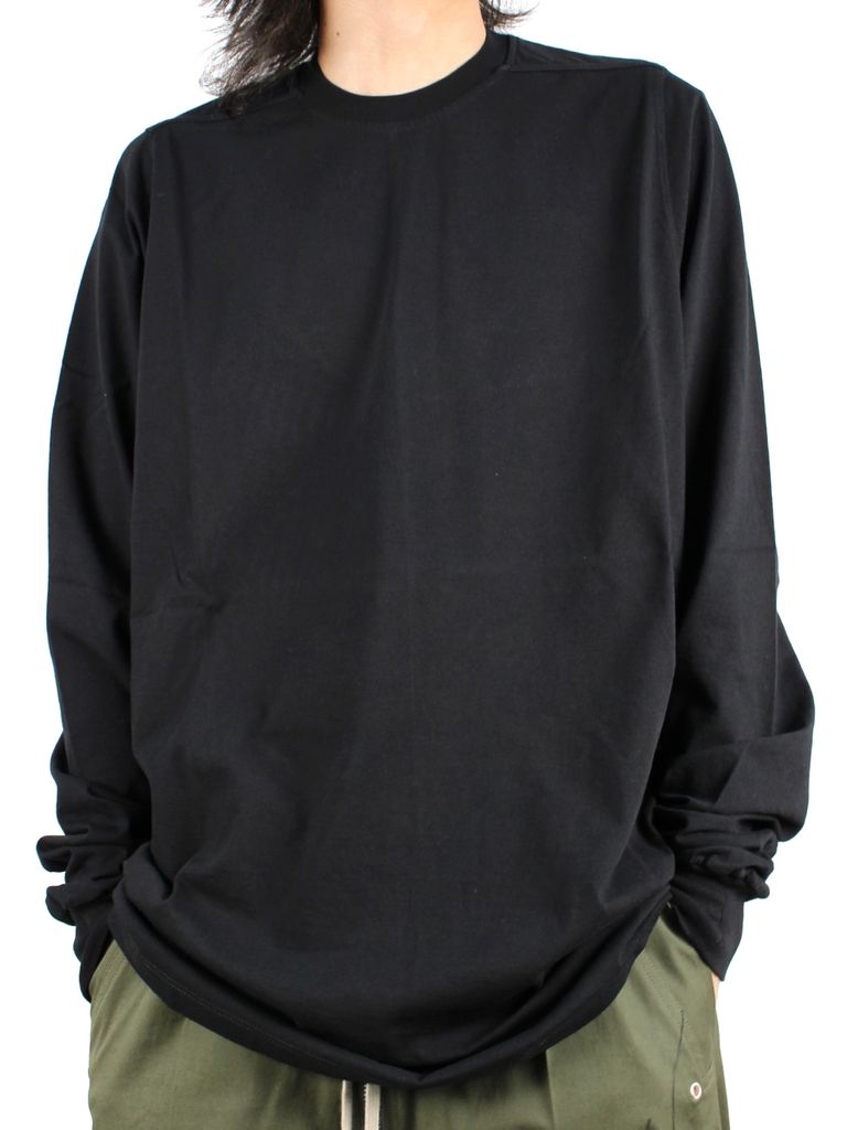 RICK OWENS 【22FW】ショート クルーネック ロングスリーブTシャツ SHORT CREWNECK LS T ブラック  STORY