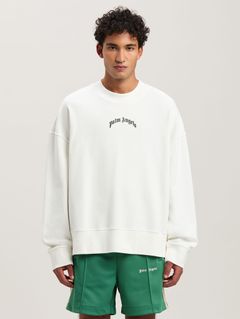 【25SS】バック カーブ ロゴ クルーネック スウェット 長袖 カットソー / BACK CURVED LOGO CREW / ホワイト×ブラック