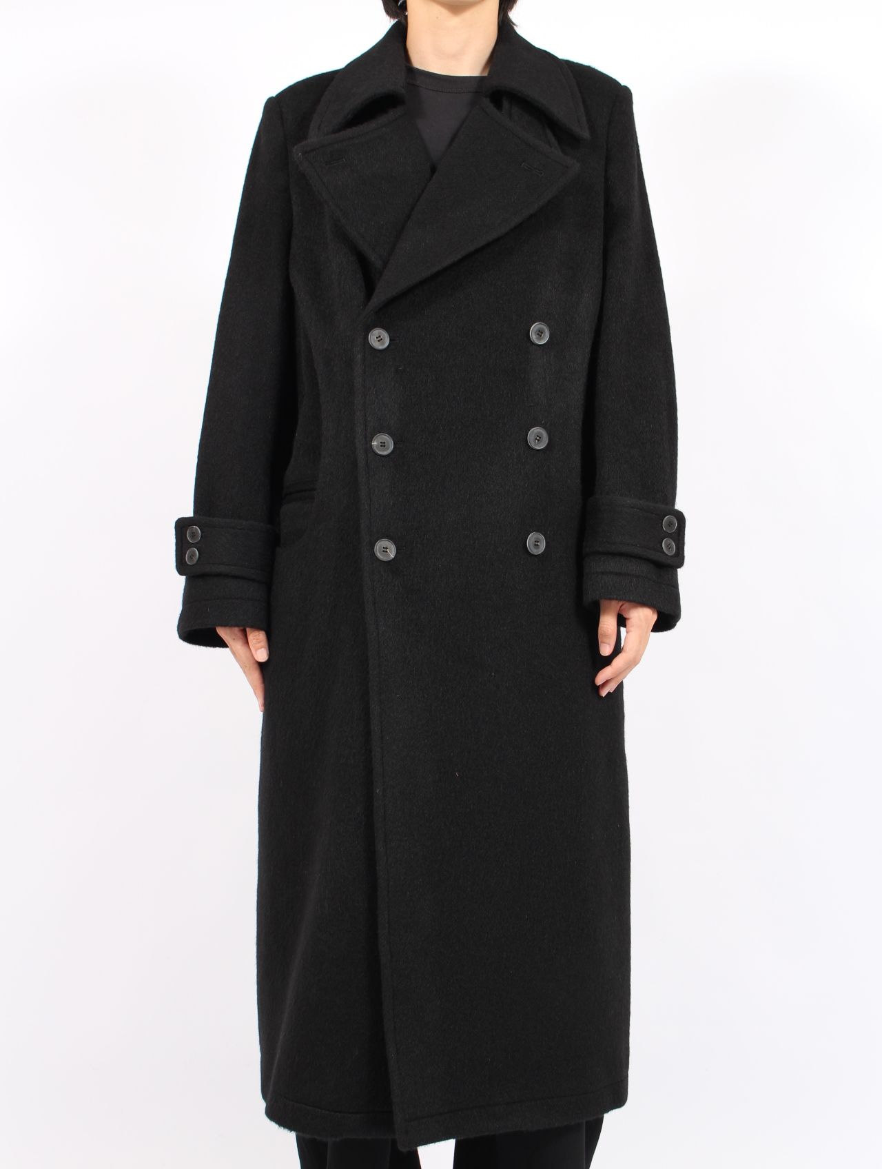 【25AW】 ダブル ブレステッド コート / DOUBLE BREASTED COAT / BLACK(ブラック)