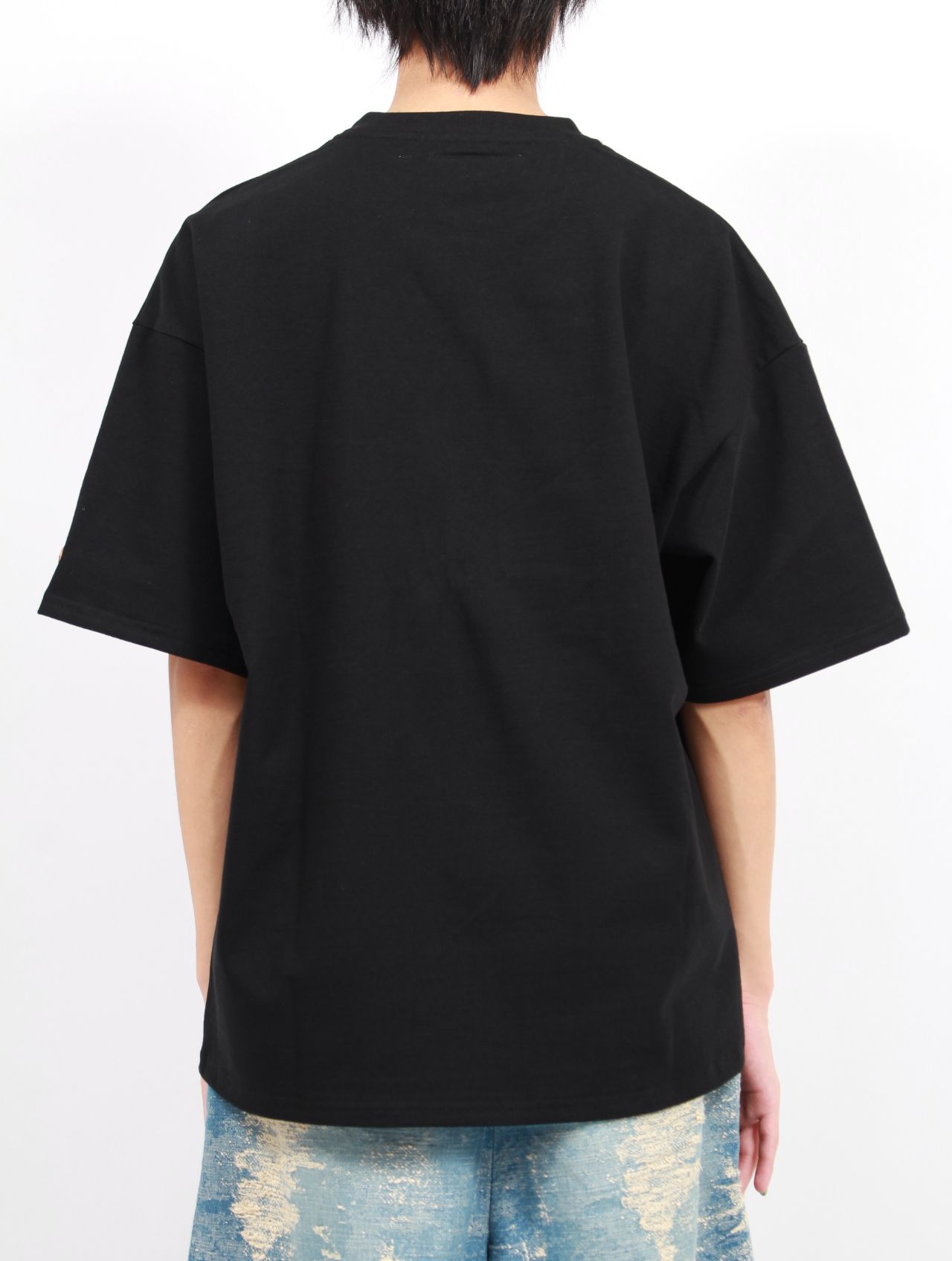 【25SS】コード 刺繍 Tシャツ 'ボーンズ 半袖 カットソー / CORD EMBROIDERED T-SHIRT 'BONES / ブラック