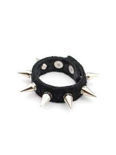 【24AW】ミックス ツイード パンク スパイク ブレスレット / MIXED TWEED PUNK SPIKES BRACELET / ブラック