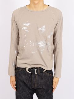 【26AW】フォイル プリント スプラッター ロング スリーブ Tシャツ 銀箔 長袖 カットソー / FOIL PAINT SPLATTER LONG SLEEVE T-SHIRT / CLAY(ベージュ)