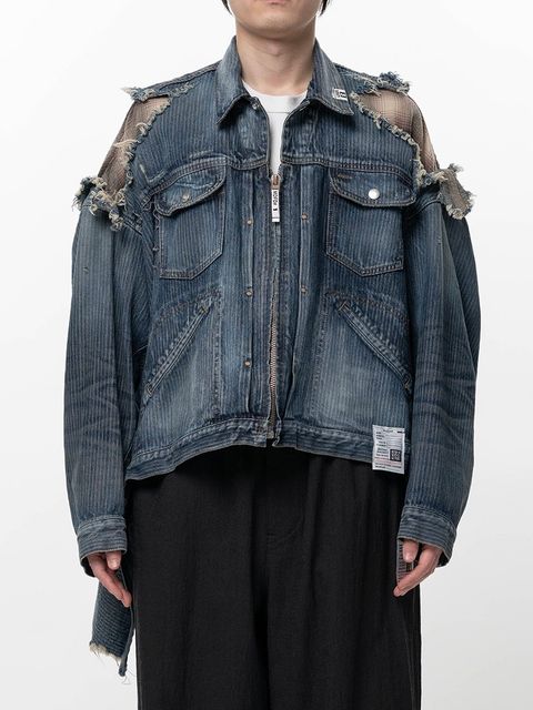 【26SS】チェックシャツ レイヤード デニム ジャケット / CHECK SHIRT  LAYERED DENIM JACKET / インディゴ