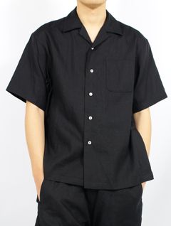 【25SS】サイド ベンツ オープンカラー リネン シャツ / SIDE VENTS OP COLLAR LINEN SHIRT / ブラック
