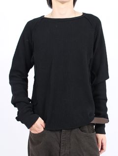 【25AW】 ワッフル サーマル ロングスリーブ 長袖 Tシャツ / WAFFLE THERMAL LONG SLEEVE T‑SHIRT / BLACK(ブラック)