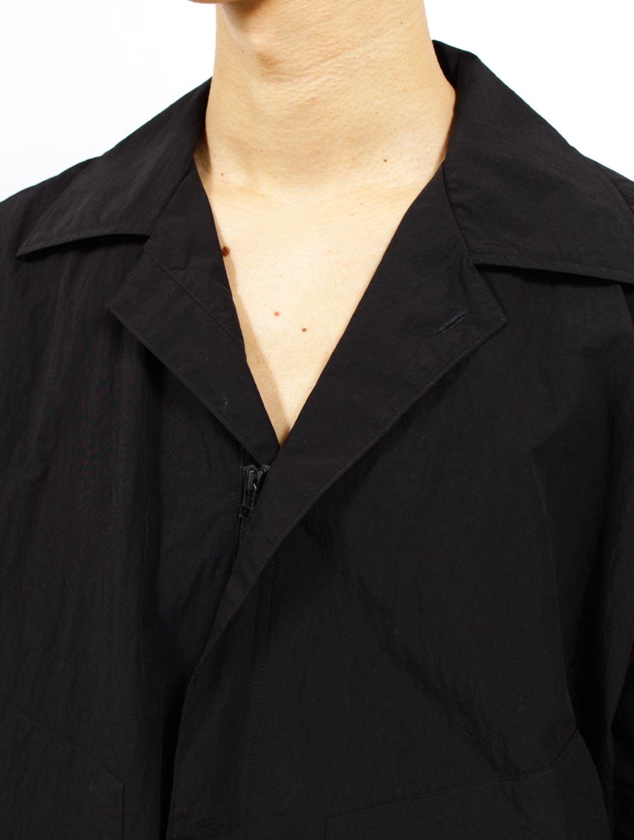 【25SS】ワッシャーナイロン ハーフスリーブ ハンティング シャツ / WASHER NYLON HALF SLEEVE HUNTING SHIRT.13 / ブラック