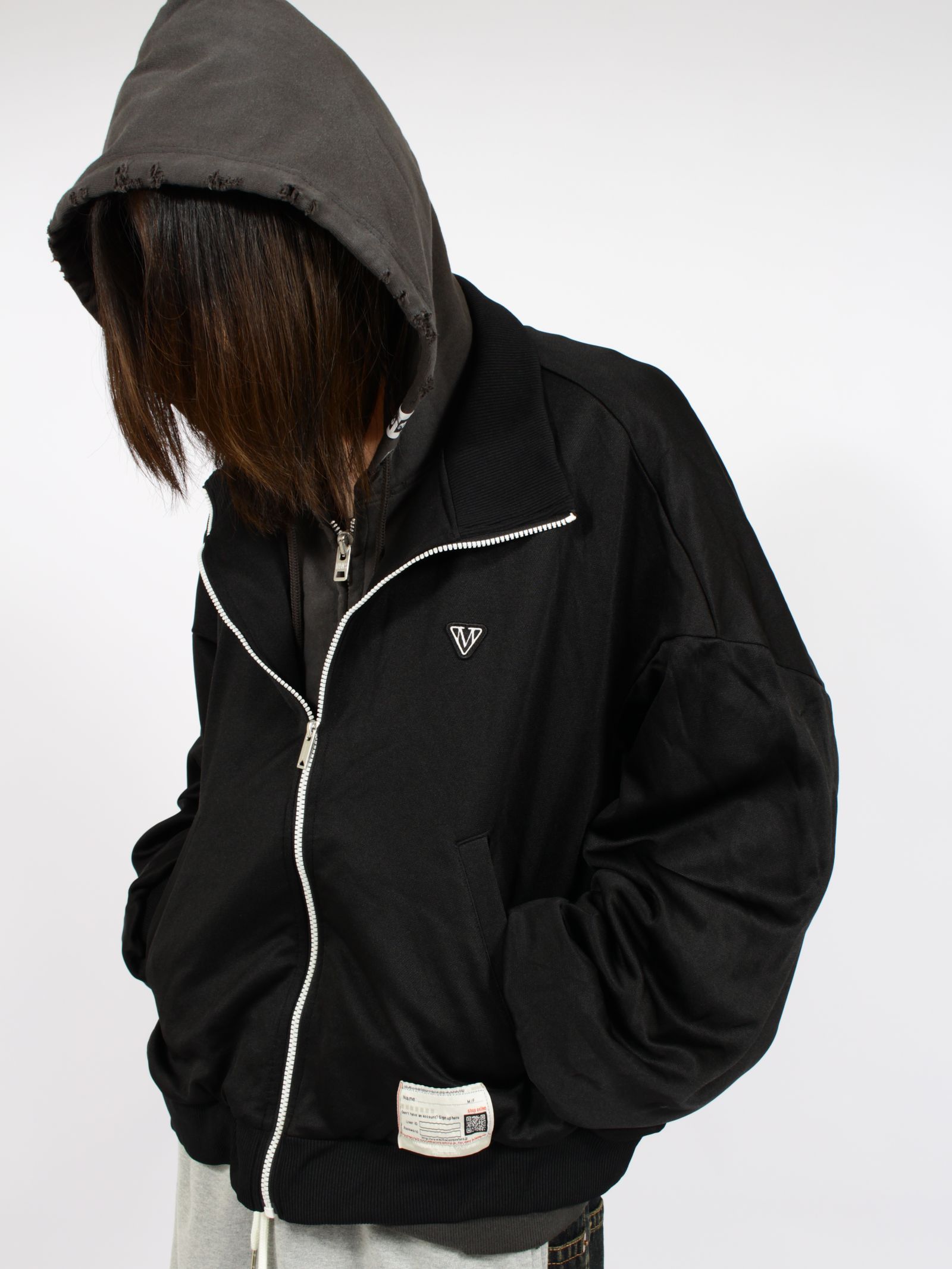 【26AW】 トラック ジャケット レイヤード スウェット パーカー / TRACK JACKET LAYERED / ブラック