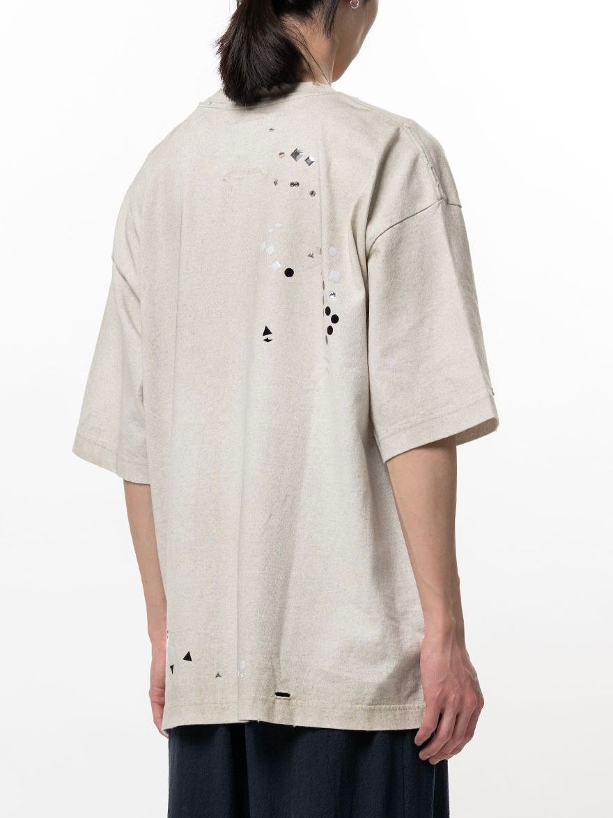 【26SS】エンブリッシュド ステッカー Tシャツ 半袖 カットソー / EMBLLISHED STECKER T-SHIRTS / ホワイト