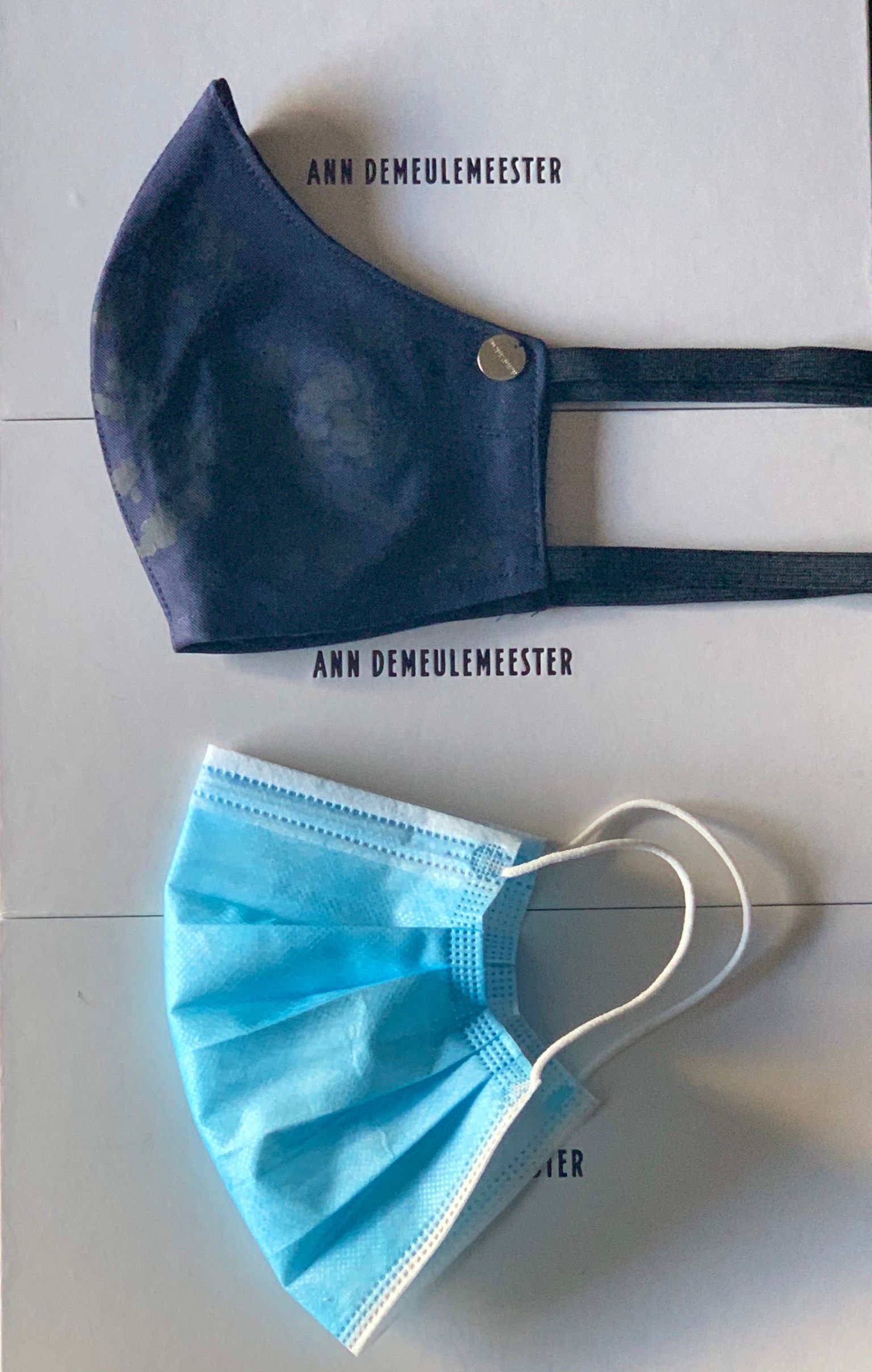 ANN DEMEULEMEESTER - 藤柄 マスク MOUTH MASK BLUE + PRINT“BLOSSM