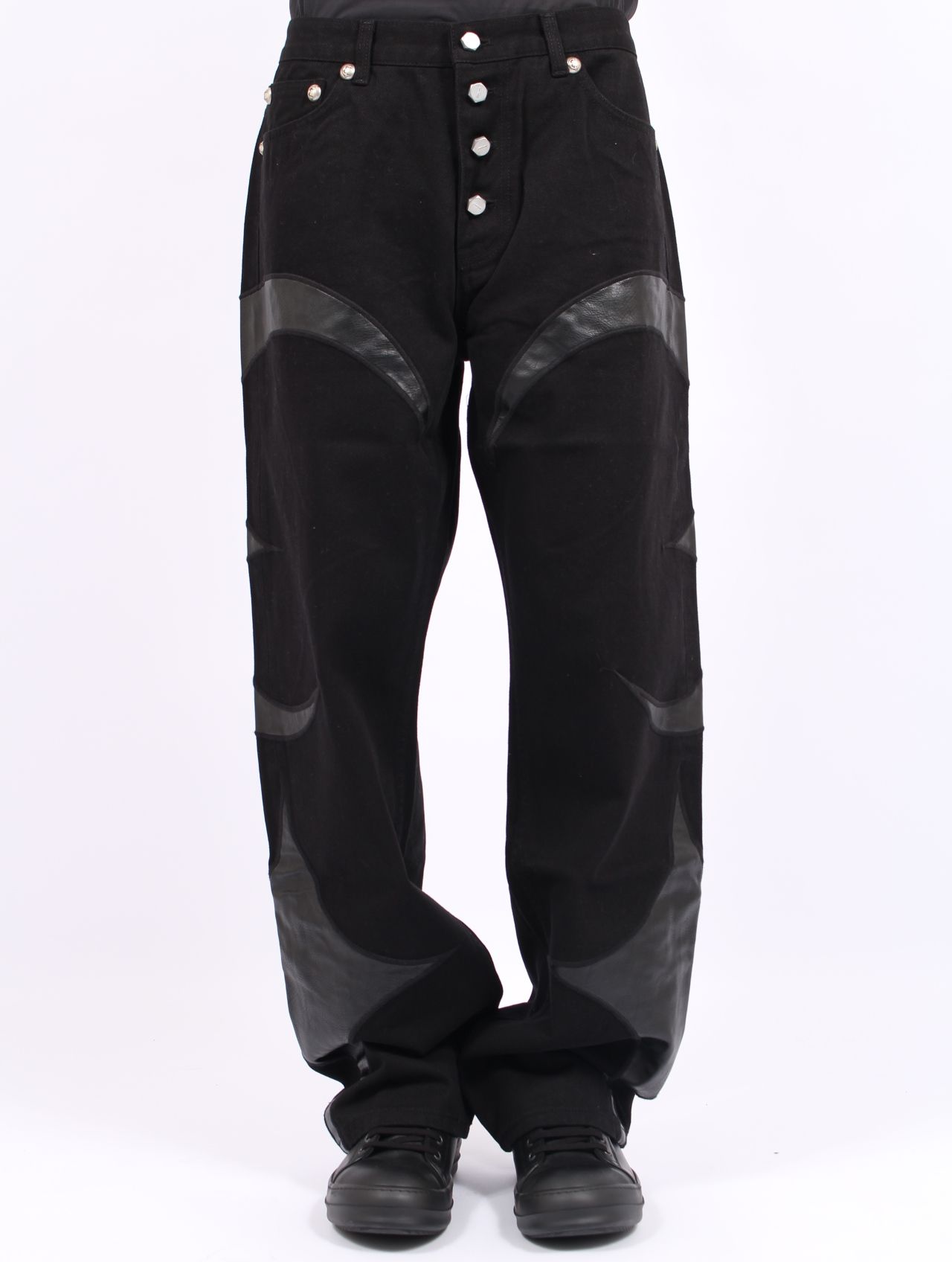 【25AW】TC レザー ウォッシング デニム パンツ / TC WASHING DENIM PANTS / オールブラック