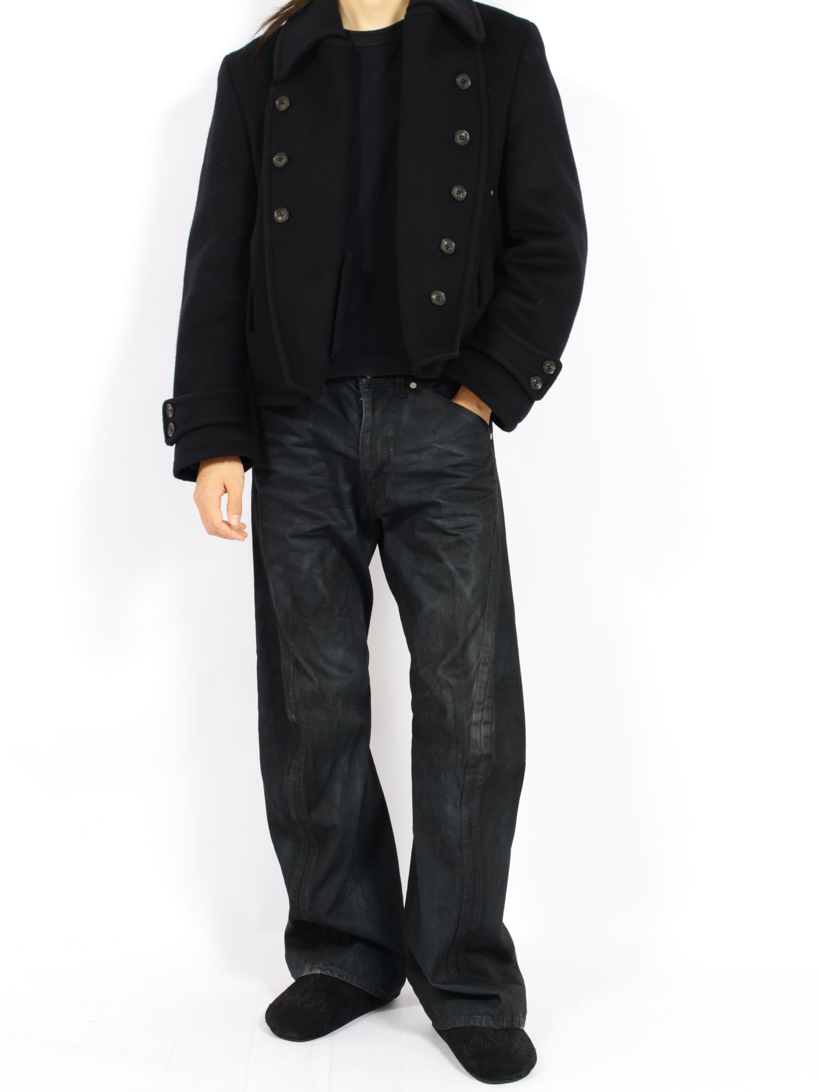 【26AW】ショート ペア コート ピーコート 3way ナポレオンジャケット / SHORT PEA COAT / ブラック