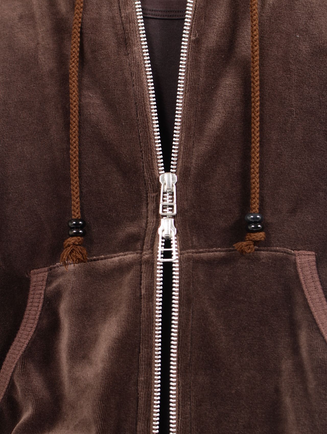 【25AW】 ベロア ジップアップ フーディー  パーカー VELOUR ZIP UP HOODIE / BROWN(ブラウン)