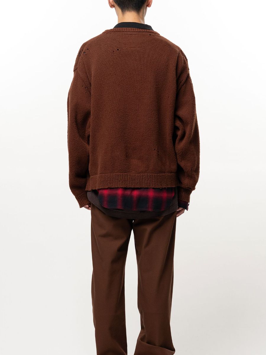 トリプル レイヤード カラード ニット セーター / TRIPLE LAYERED COLLARED KNIT SWEATER / ブラウン