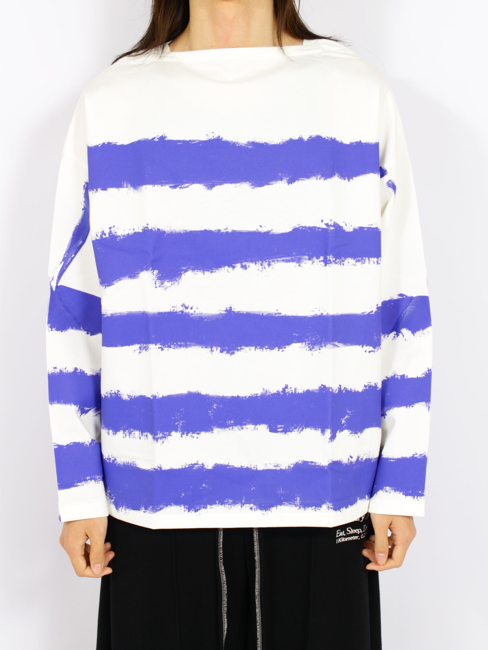 【26AW】 ピクチャレスク バスク ペインティング Tシャツ ボーダーカットソー / PICTURESQUE BASQUE PAINTING(ROOM GARDENER) / ホワイト×ブルー