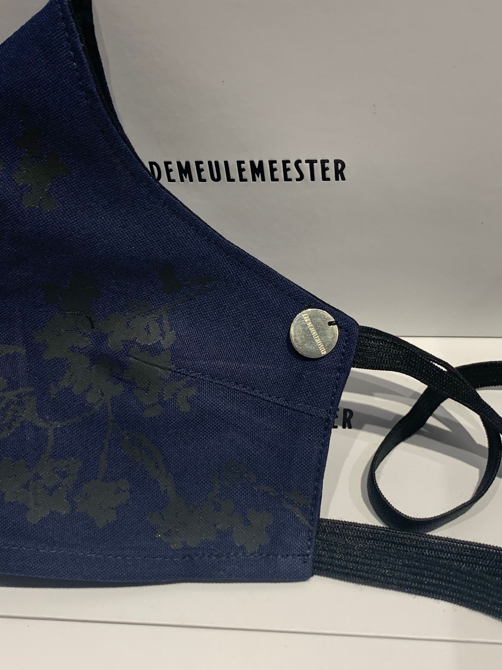 藤柄 マスク MOUTH MASK BLUE + PRINT“BLOSSM“BLACK