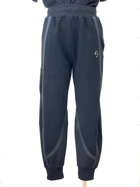 パネルロゴ ジャージー パンツ / TEXTURED JERSEY PANTS / ブラック × シルバー