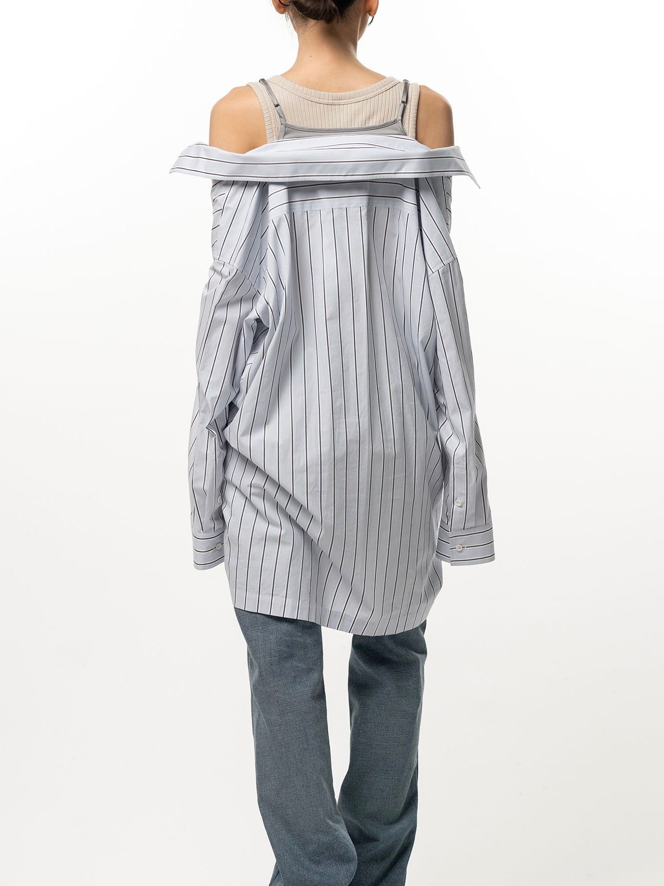 【26AW】レイヤード ストライプ シャツ ドレス / LAYERED STRIPE SHIRTS DRESS / ブルー