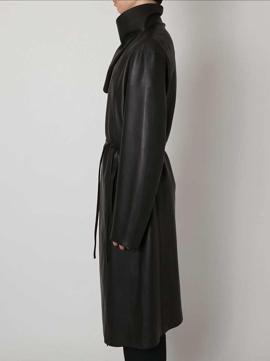 【27SS】アンライニング シープ レザー コート トレンチコート / UNLINED SHEEP LEATHER COAT / ブラック