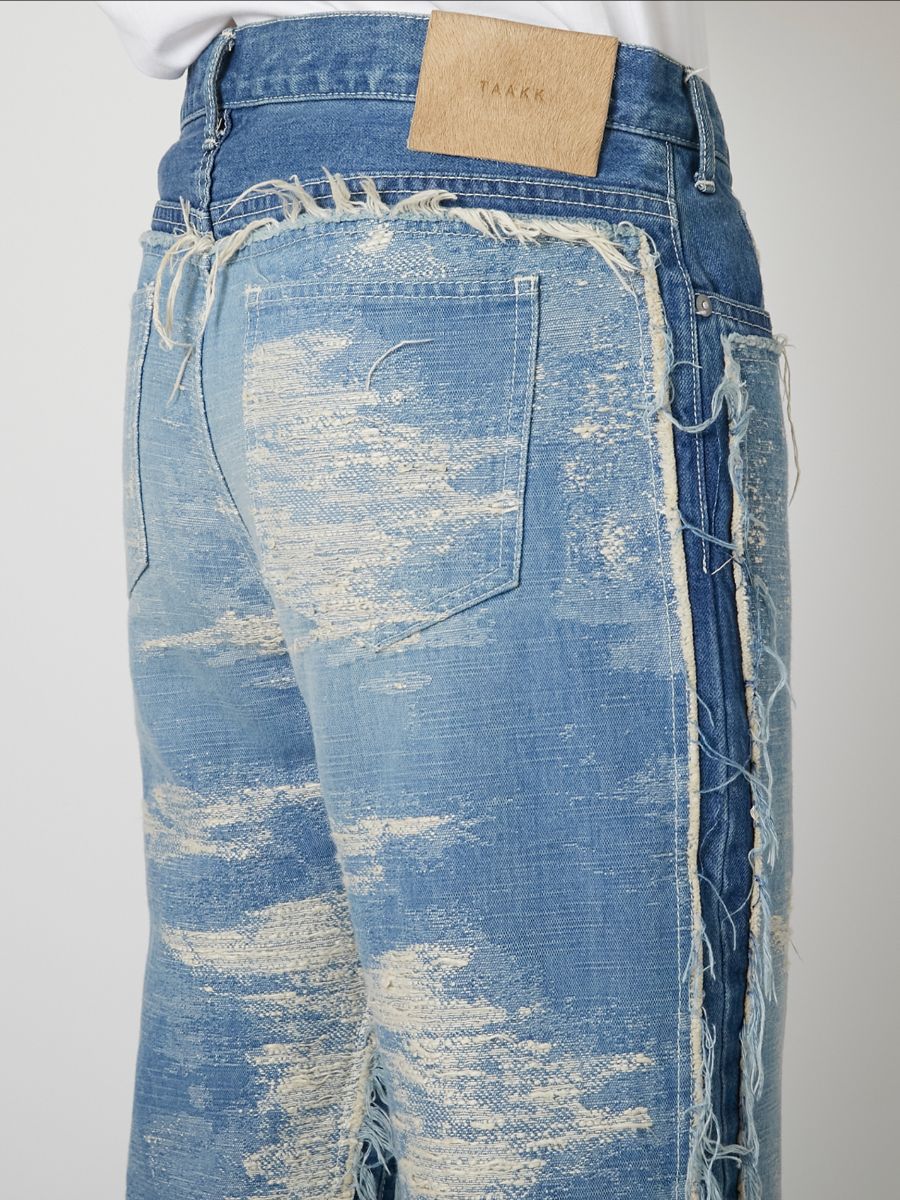 【27SS】デザイン フレア パンツ ジャガードデニム / DESIGN FLARE PANTS / INDIGO BLEACH (インディゴ ブリーチ)