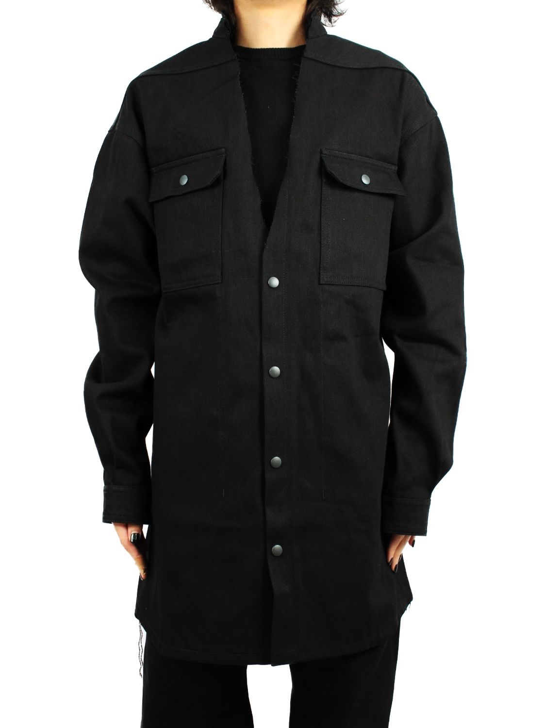 美品】Rick Owens CUT OUT JUMBO OUTERSHIRT - ノーカラージャケット