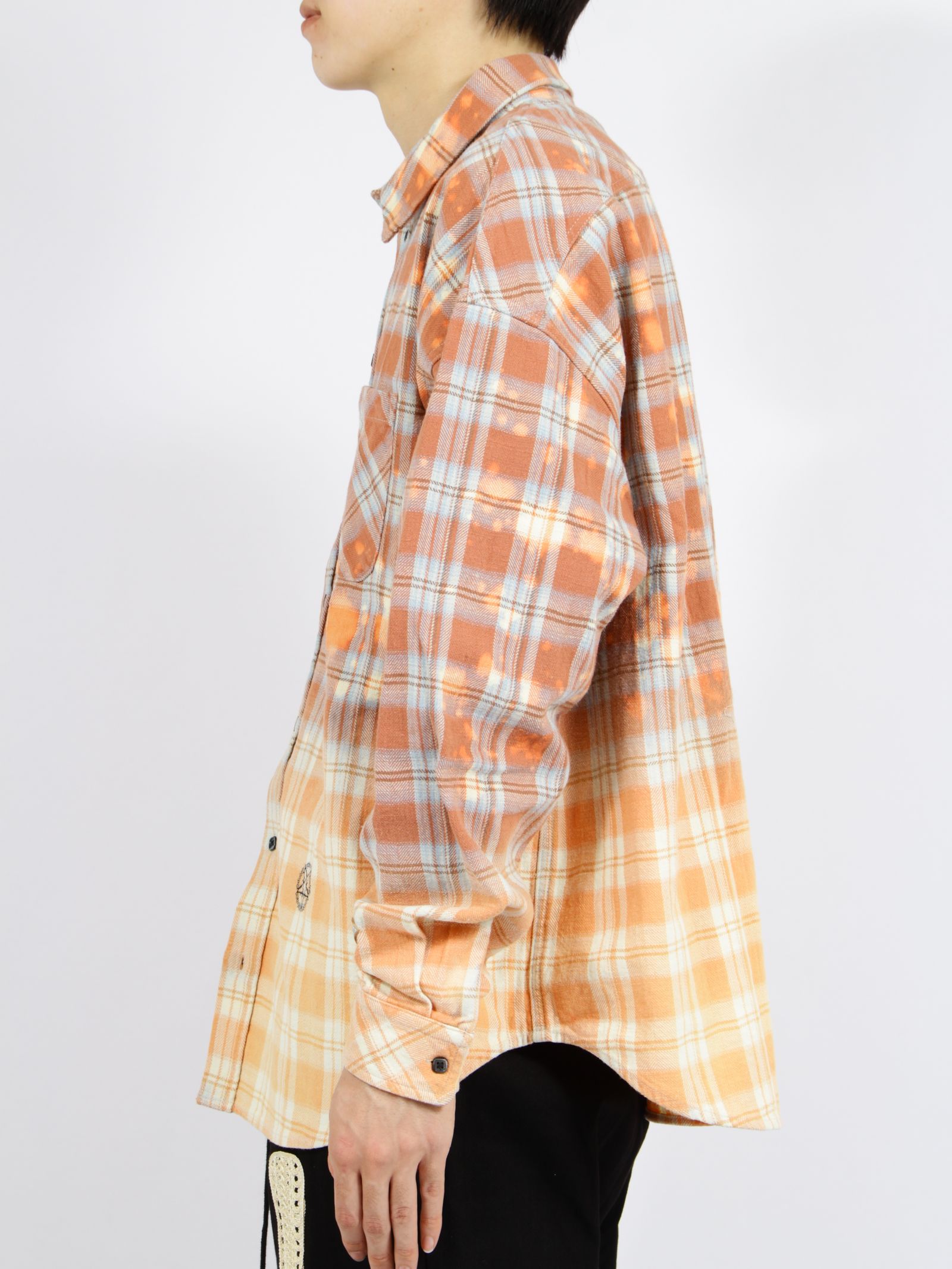 【26SS】コットン フランネル チェック ブリーチ シャツ / COTTON FLANNEL CHECK BLEACH SHIRT / レッド