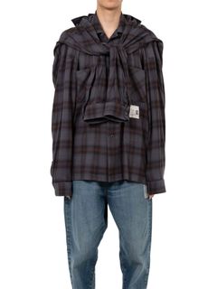 【25AW】ショール レイヤード シャツ / SHAWL LAYERED SHIRTS / ダークグレー