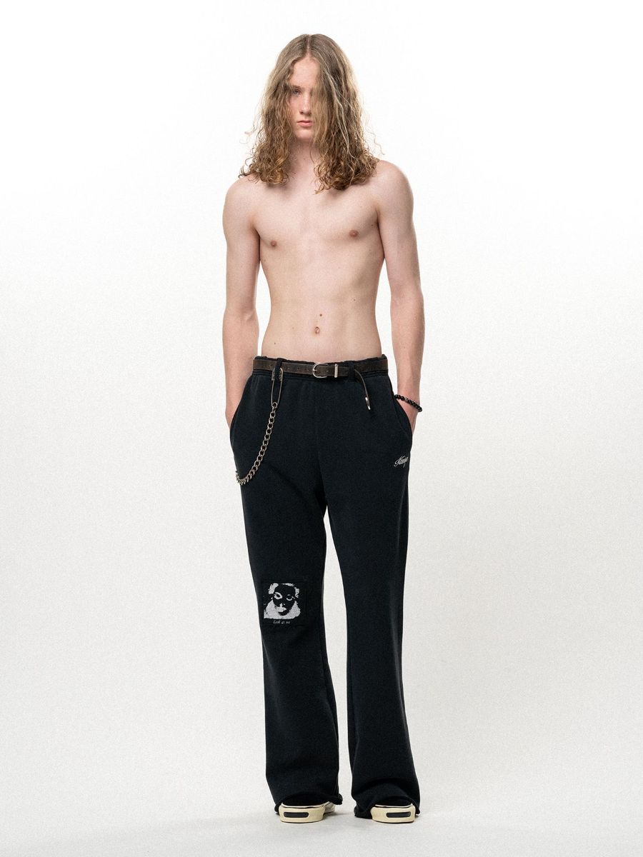 【26AW】 "ガールパッチ" ブーツカット スウェットパンツ フレア パンツ / "GIRL PATCH" BOOTCUT SWEAT PANTS / ブラック