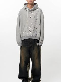 【26SS】ステッカーデザイン スウェット フーディー / EMBELLISHED HOODIE / グレー