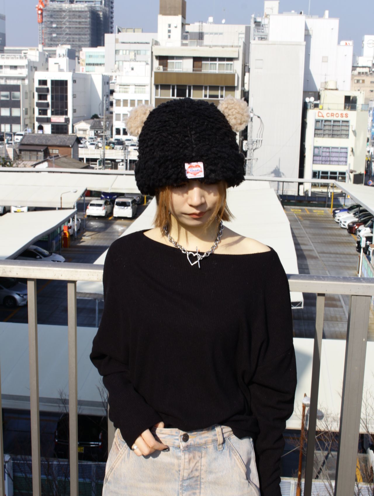 【26SS】ベアー ビーニー 帽子 / BEAR BEANIE / ブラック×ブラウン