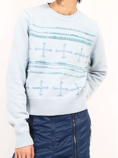 【25SS】ビジュー クロス タイト ニット / BIJOU CROSS TITE KNIT / スカイ