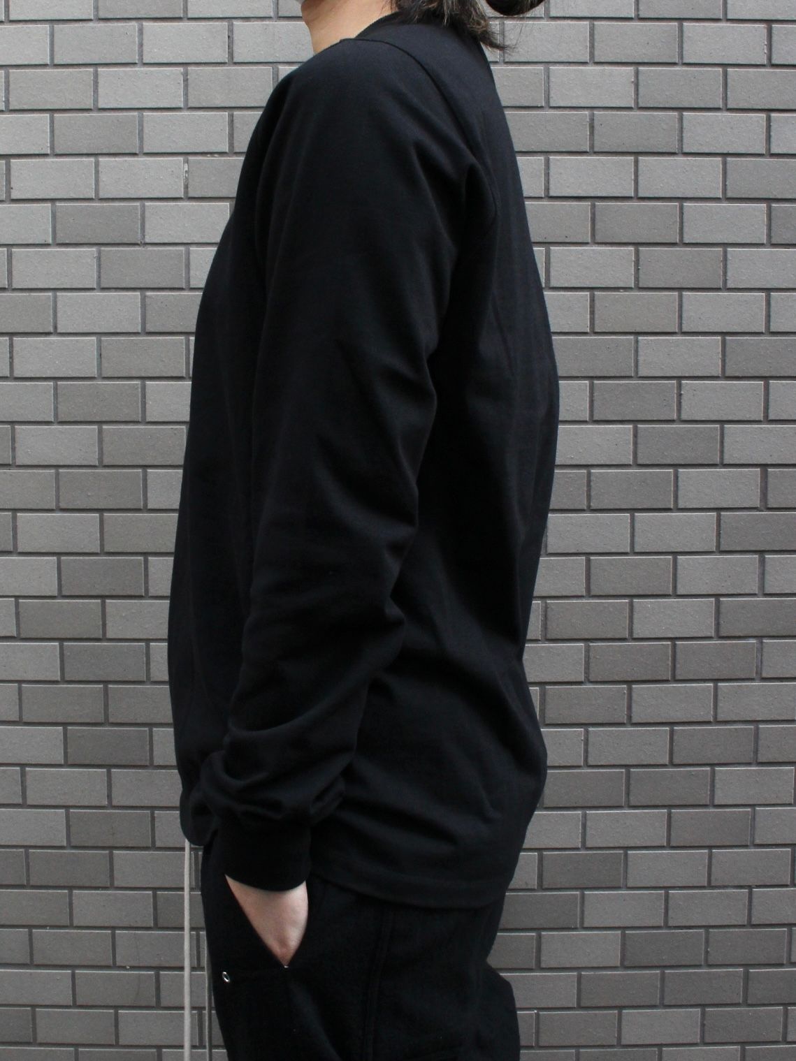 【25AW】リブ クルーネック 長袖スウェット シャツ / SHORT CREWNECK LS / ブラック