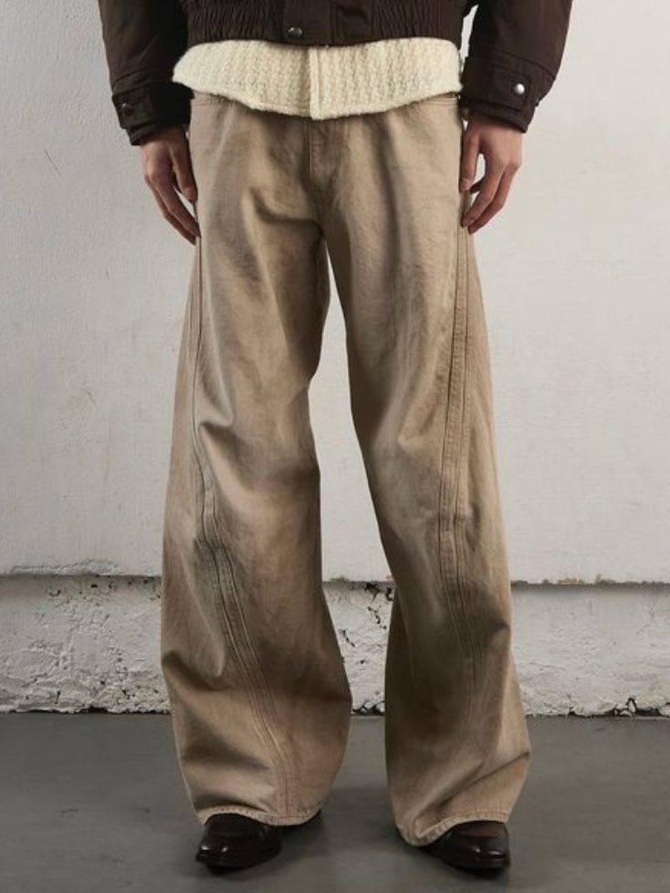 【24AW】3D ツイステッド ワイドレッグ ジーンズ / 3D TWISTED WIDE LEG JEANS / DIRTY FADED TAN(ベージュ)