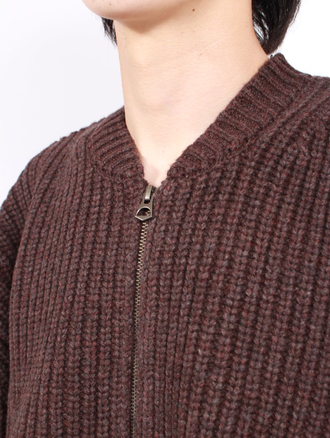 【25AW】ボンバー ニット カーディガン / BOMBER CARDIGAN / RED EARTH(レッドブラウン)