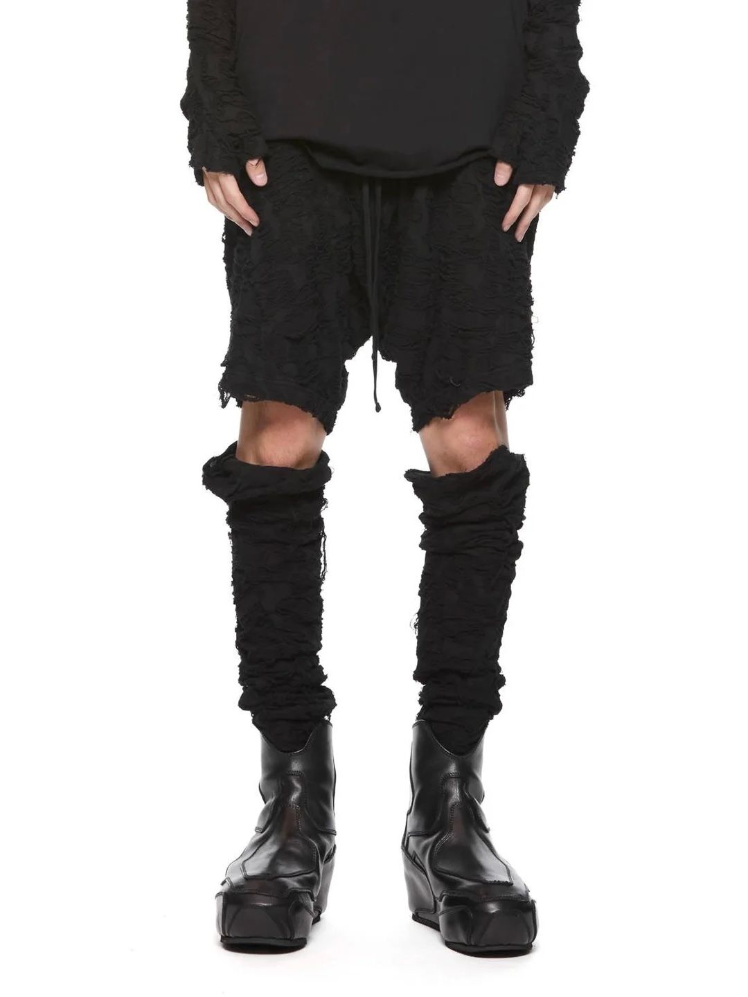 【25SS】ダメージコットン アームカバー / COTTON DAMAGE JACQUARD / ブラック
