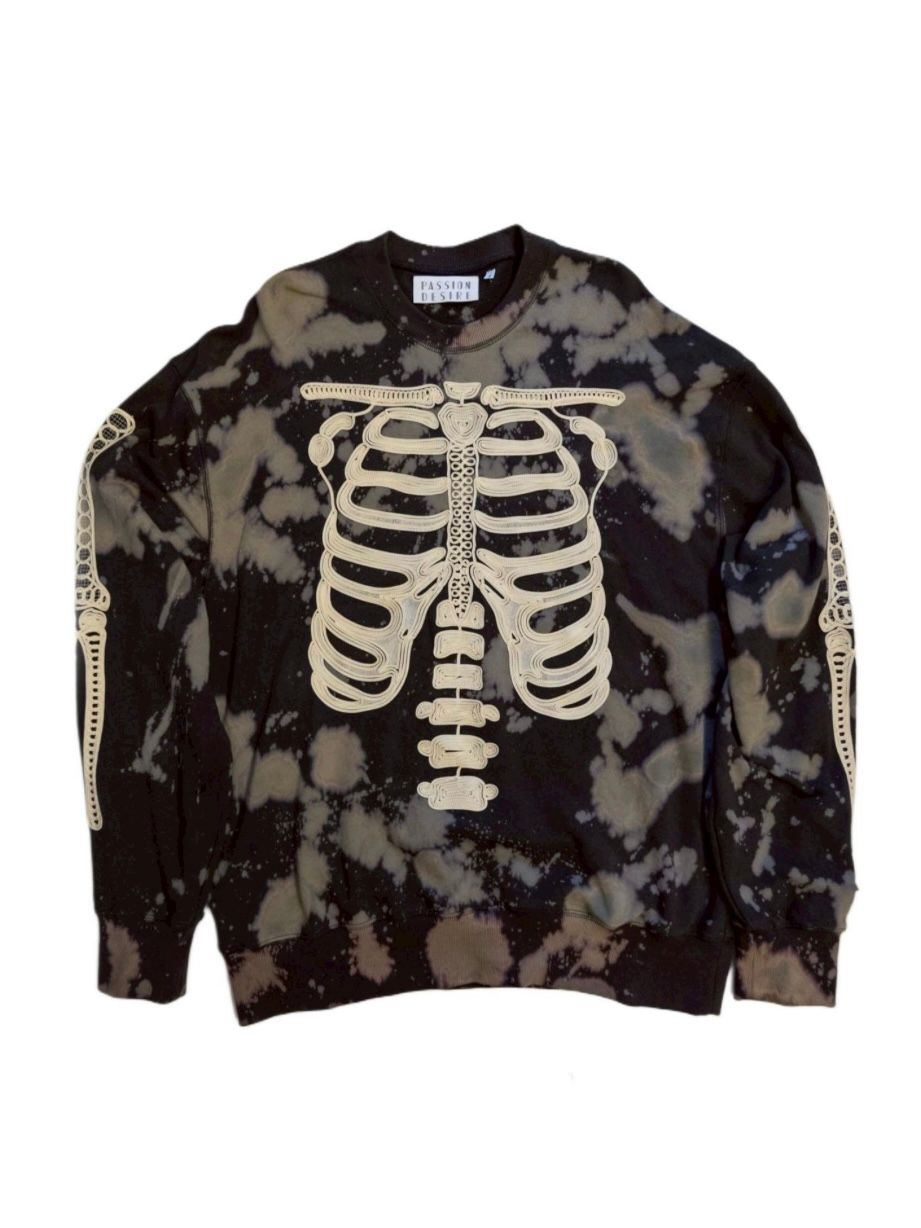 【26SS】コード 刺繍 コットン ブリーチ クルーネック セーター "ボーン" / CORD EMBROIDERED COTTON BLEACH CREWNECK SWEATER 'BONES / マルチ