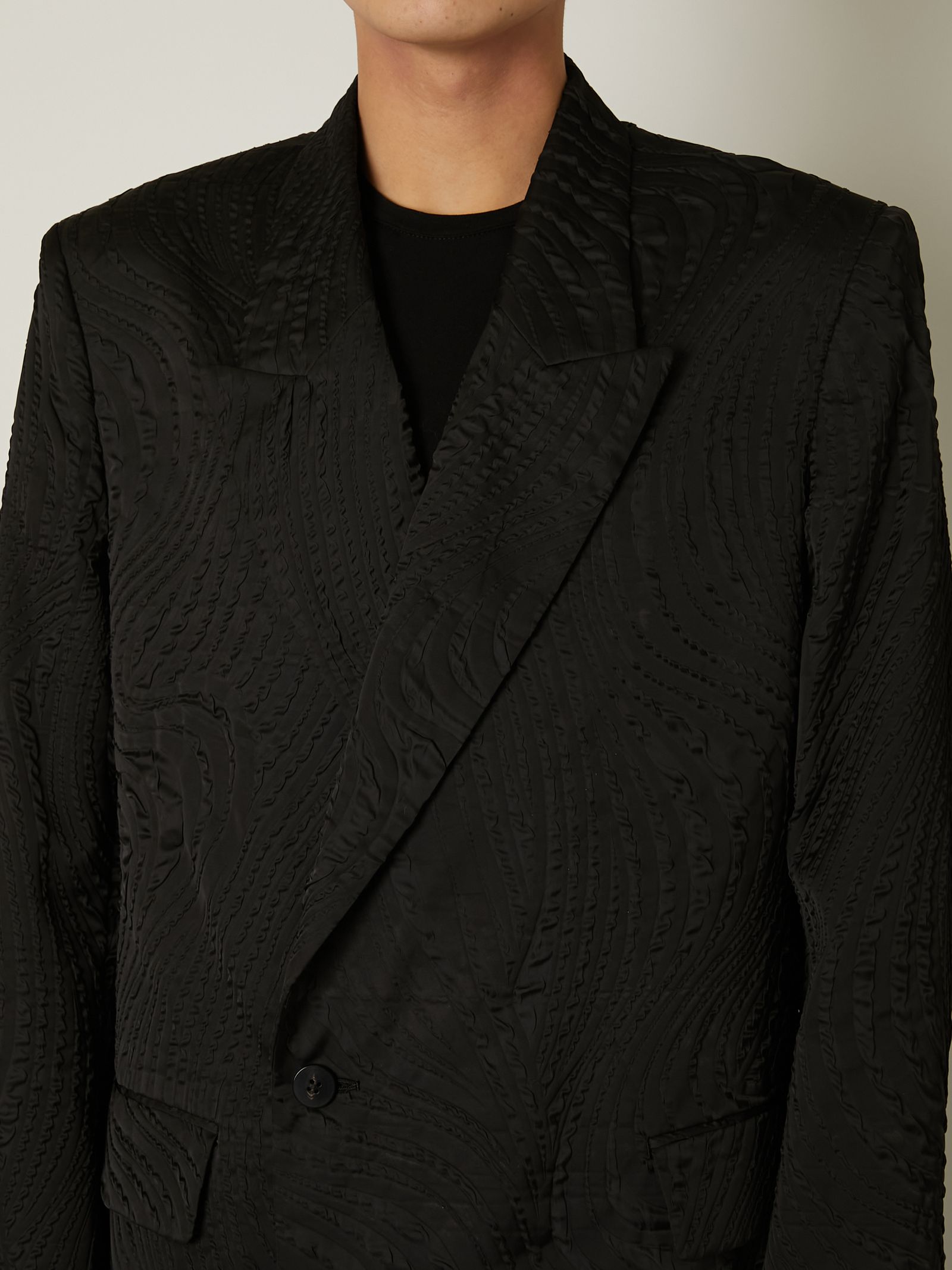 【24AW】シュリンク キルティング チェスター ロングコート / SHRINK QUILTING CHESTERFIELD LONG COAT / ブラック