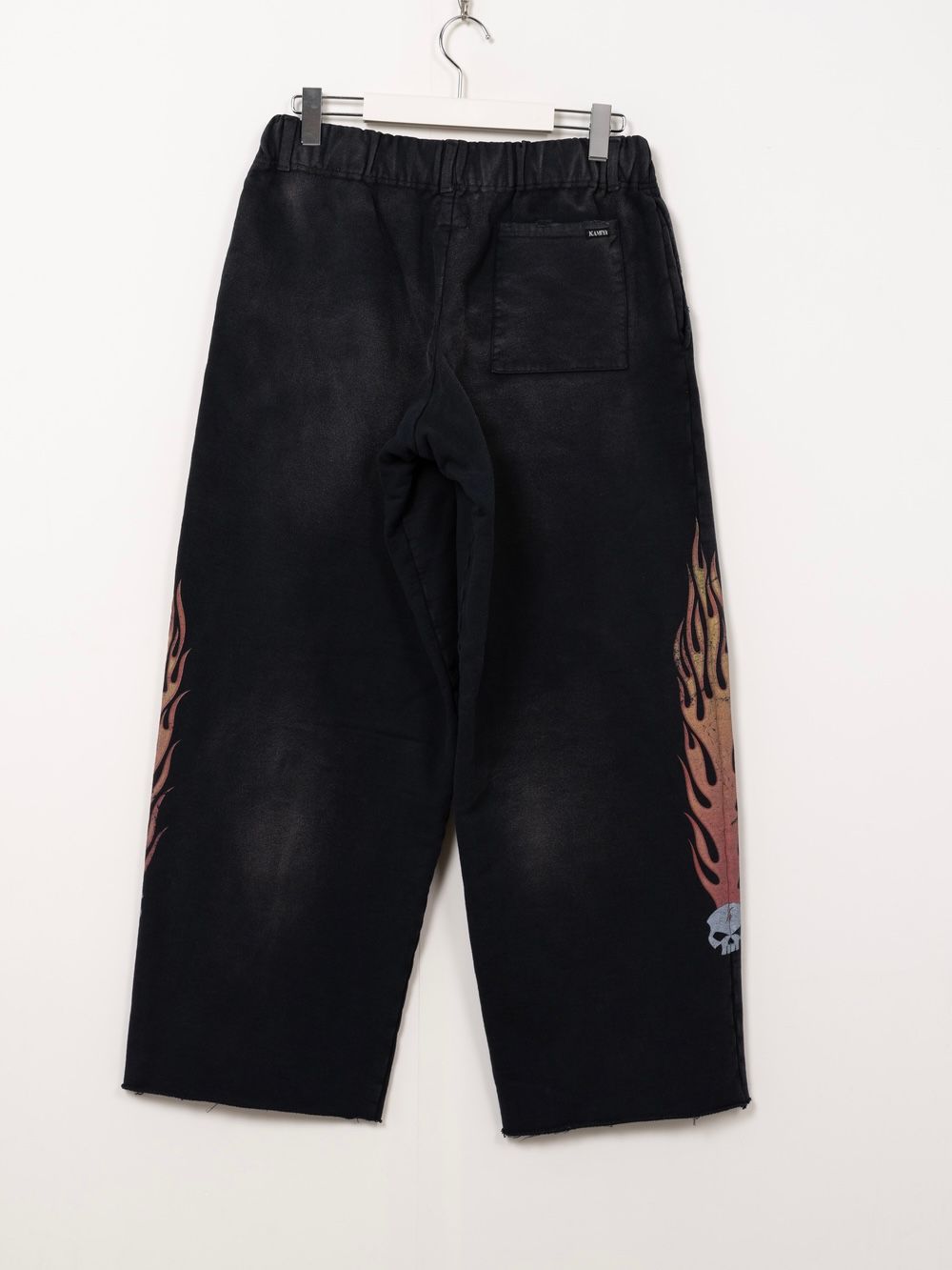 【25AW】スカル フレイム ディストレスド スウェット パンツ / "SKULL FLAME" DISTRESSED SWEAT PANTS / ブラック